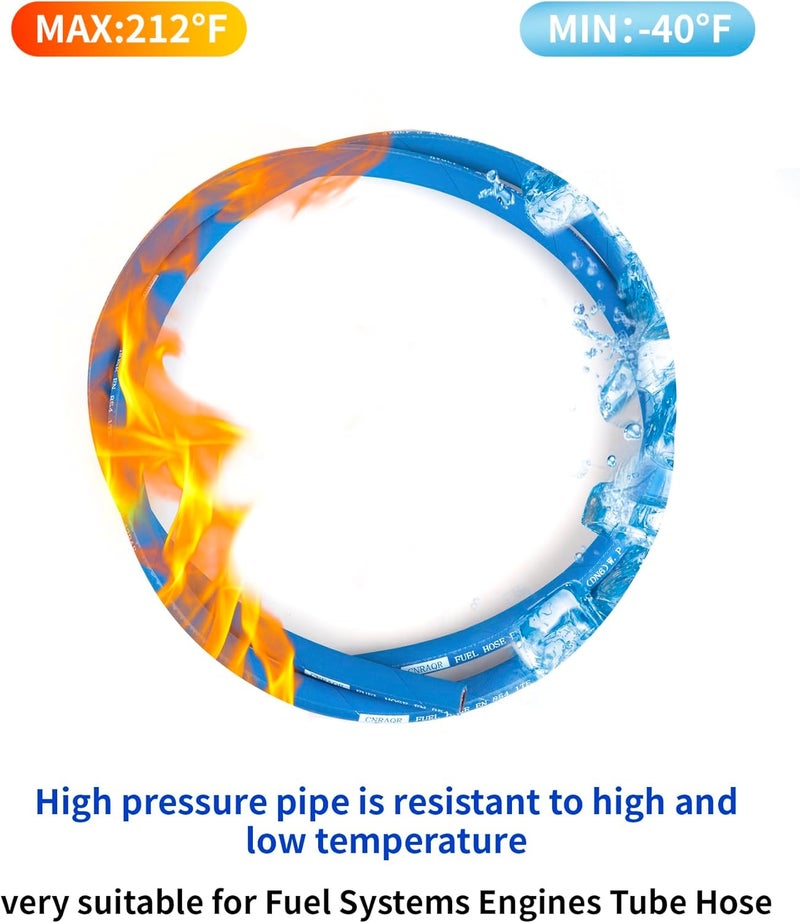 CNRAQR 3/8” Fuel Line Hose 5FT High Pressure Fuel Hose 400PSI 2.8Mpa NBR Rubber and CR Neoprene EN854-1TE for Automotive Fuel Systems Engines (Attached Hose Clamp) - Image 4